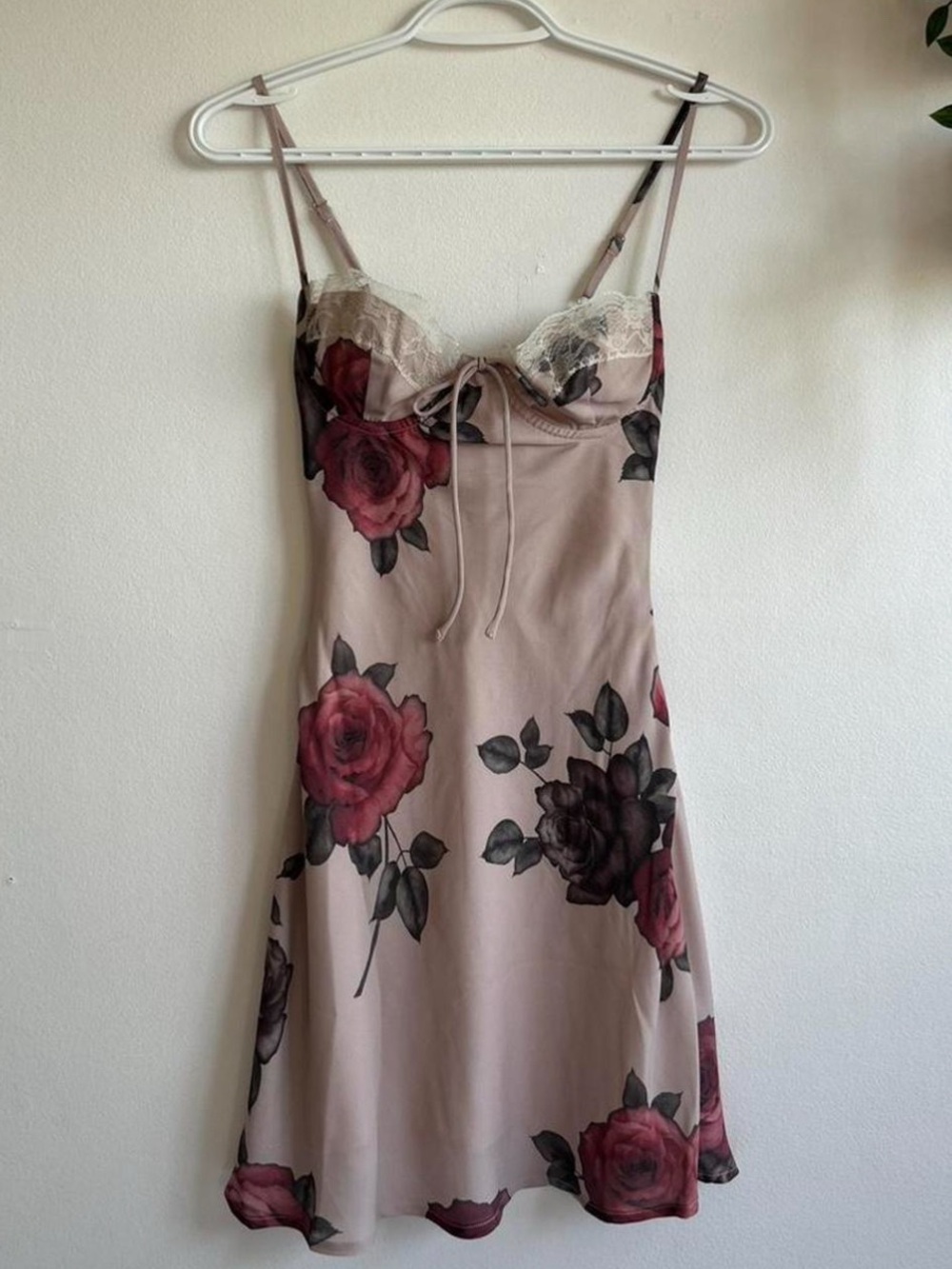 Princess Polly Blush Slip Dress with Rose Print